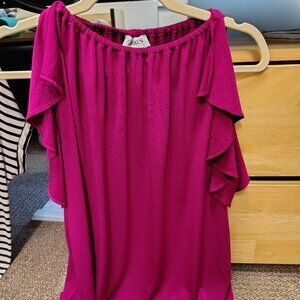 Carmen Marc Valvo magenta ruched top